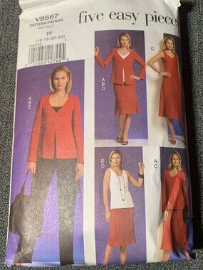 Vogue Pattern V8567 Women's Jacket Dress Skirt Pant Size 16 18 20 22 2009